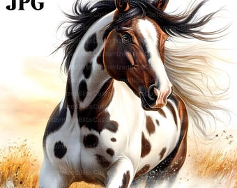 20 Paint Horse Clipart, Horse Lovers, Equine Clipart, Horse Designs, Animal Clipart, Watercolor Clipart, Digital Download, Junk Journal, JPG