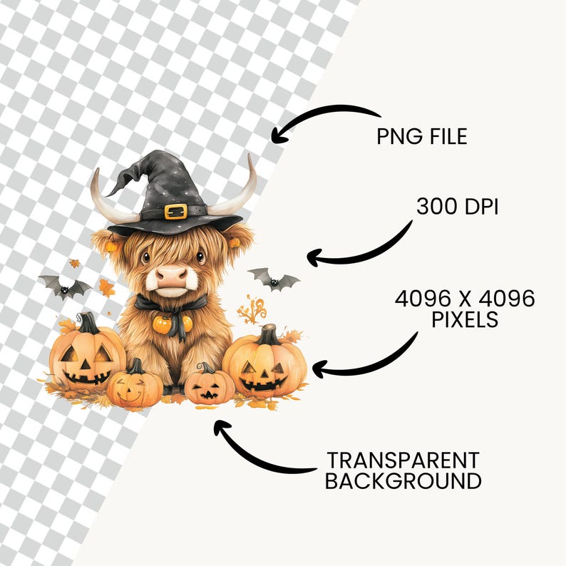 Halloween Baby Highland Cow Clipart Bundle, Highland Cow Clipart ...