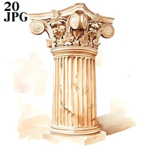 20 Clipart colonne antique, clipart piliers grecs, JPG de haute qualité, clipart aquarelle, Junk Journal, téléchargement numérique, création de clip art en papier