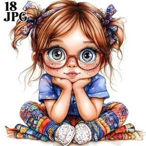 18 aquarel schattig klein meisje clipart, hoge kwaliteit jpg's, aquarel clipart, junk Journal, digitale download, Paper Craft, commercieel gebruik