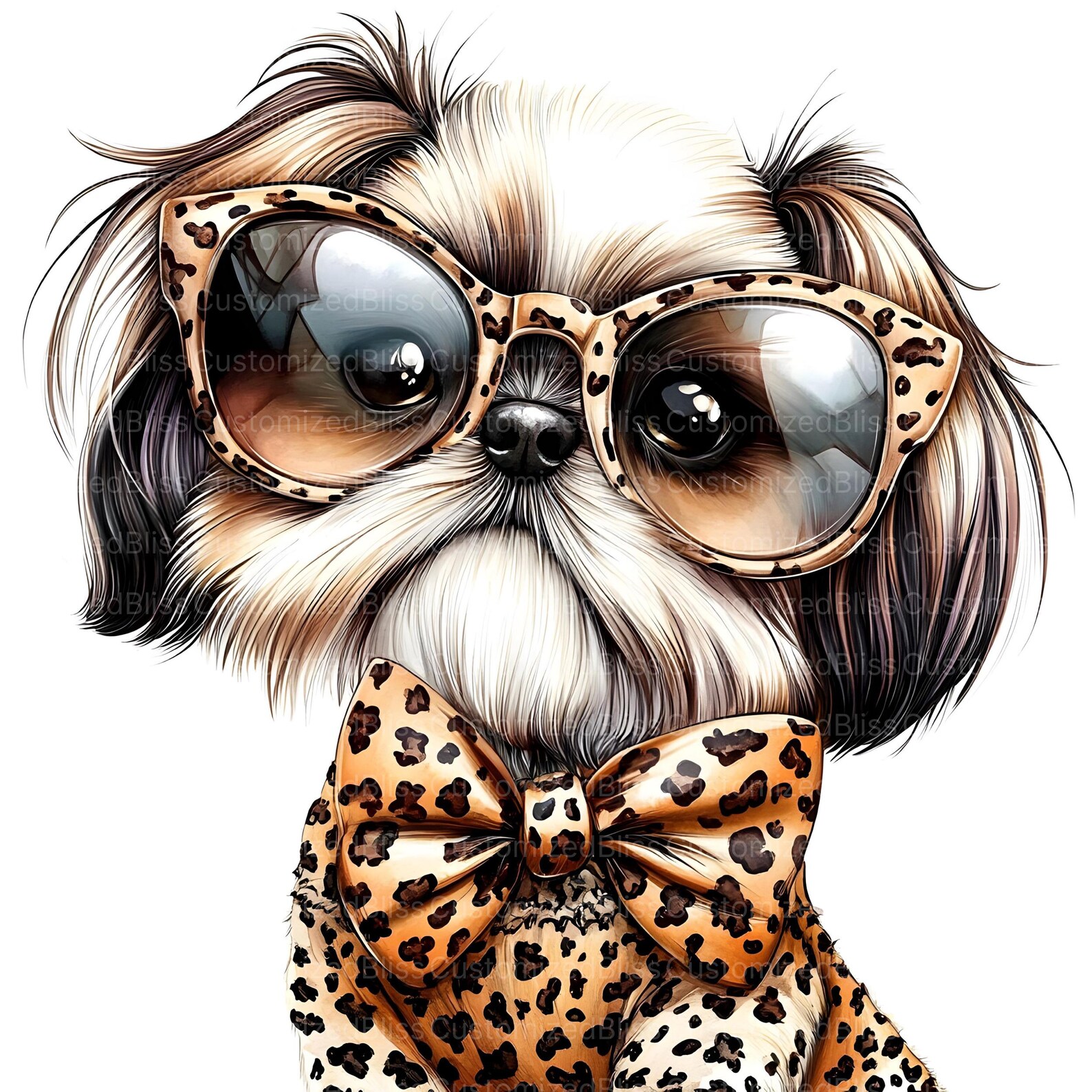 16 Shih Tzu Clipart, Leopard Bow Clipart, Dog Clipart, Animal Print ...