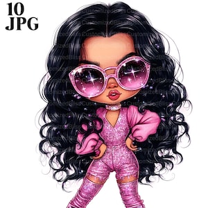 10 clipart de garota negra, clipart de garota afro, clipart de garota africana, gráficos de garota negra, clipart de garota fofa, diário de lixo, download digital, JPG