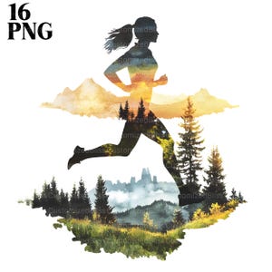Laufende Frau Clipart, 16 hochwertige PNGs, Läuferin Clipart Bundle, Marathonläufer, Mädchen Silhouette Laufende Kunst, kommerzielle Nutzung
