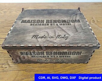 Universell lyxlåda i retrostil, laserskurna filer, digital produkt