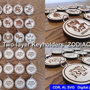 Keychain ZODIAC Laser cut files Digital product