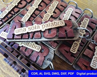 Nyckelring AMOR Laserskärnade filer Digital produkt