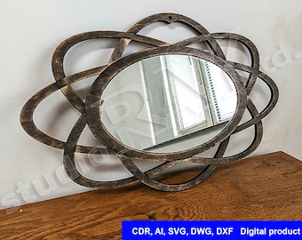 Dekorativ inramad spegel: Laserskärnade filer (CNC-vektor)