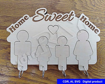 Nyckelhållare laserskurna filer digital produkt