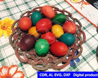 Dekorativ påskäggskorg Laserskärnade filer Digital produkt