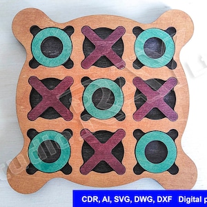 Tic Tac Toe Svg Bundle | Laser Cut Game File | Cnc Dxf Template | Glowforge Svg | Family Board Game