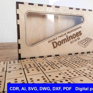 Plywood Dominoes Set: 91 or 136 Tiles (Laser Cut Files)