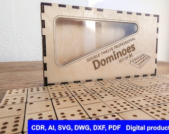 Domino-set av plywood: 91 eller 136 plattor (laserskurna filer)