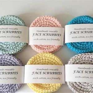 Eco friendly reusable face scrubbies-100% cotton, Pack 4 makeup removal pads, facial scrubbies, facial cloths