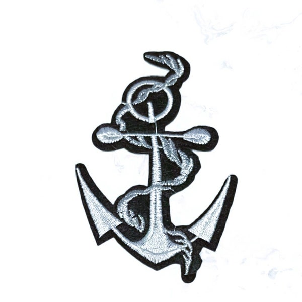 Ship Anchor Iron-on Patch, Embroidered Anchor Applique, Boat Anchor Patch