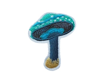 Mushroom Iron-on Patch,  Embroidered Mushrrom Applique, Fabric Mushroom Patch