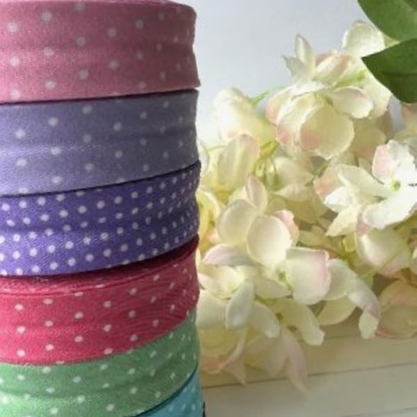 Bias Tape, Polka Dot Bias Tape, 20mm Bias Tape, Cotton Bias Binding