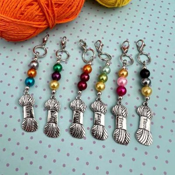 Ball Yarn Stitch Markers, Crochet Stitch Markers, Silver Stitch Markers For Knitting, Progress Keepers, Row Counters