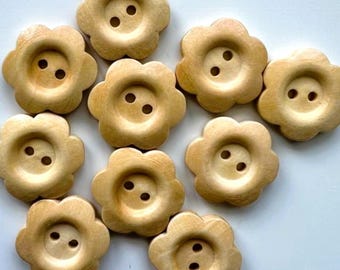 Wooden buttons 20mm flower shape (pack of 10)