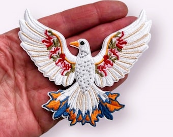 White Dove Iron-on Patch, Bird Patches, Embroidered Clothes Patch