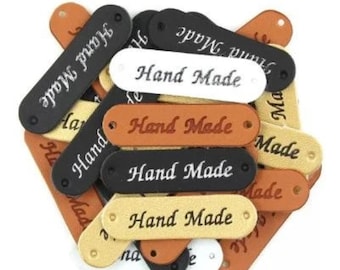 10 Faux Leather Handmade Labels: Sewing, Knitting, Crochet DIY