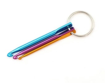 Mini Crochet Hooks Key Ring: Multicoloured 3, 4, 5mm UK Sizes