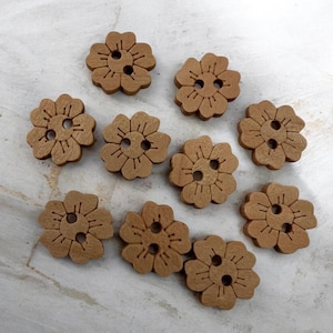 15 mm Holzknöpfe, blumenförmige Holzknöpfe (10er-Packung)