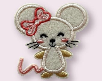 Mouse Iron-on Patch, Clothes Patches, Embroidery Applique, Woodland Animals