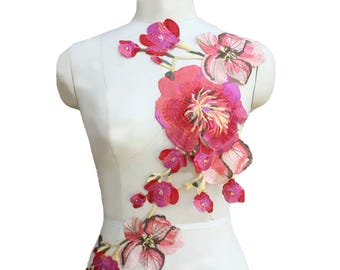 Große gestickte Blume Applikation, zum aufnähen, Stickapplikation, Blumen