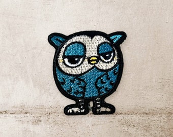 Owl iron-on patch, Green owl applique, decorative patches, Iron-on patches