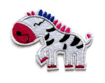 Zebra Iron-on Patch, Embroidered Zebra Applique, Wildlife, Safari, Zoo Animal Motif