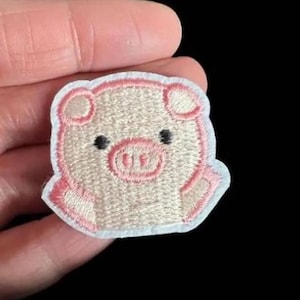 Pig Iron-on Patch: Embroidered Piglet Applique