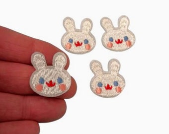 Tiny Rabbit Iron-on Patch, Embroidered Rabbit Applique, Fabric Patches, Clothes Patches