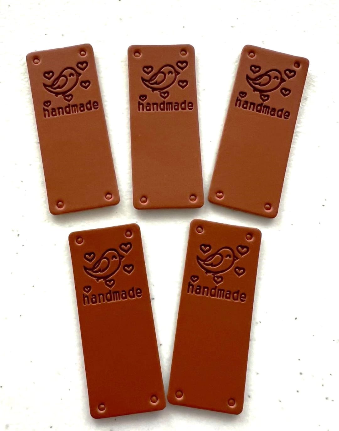 5 X Bird Design Labels for Handmade Items * Faux Leather Tags * Craft ...