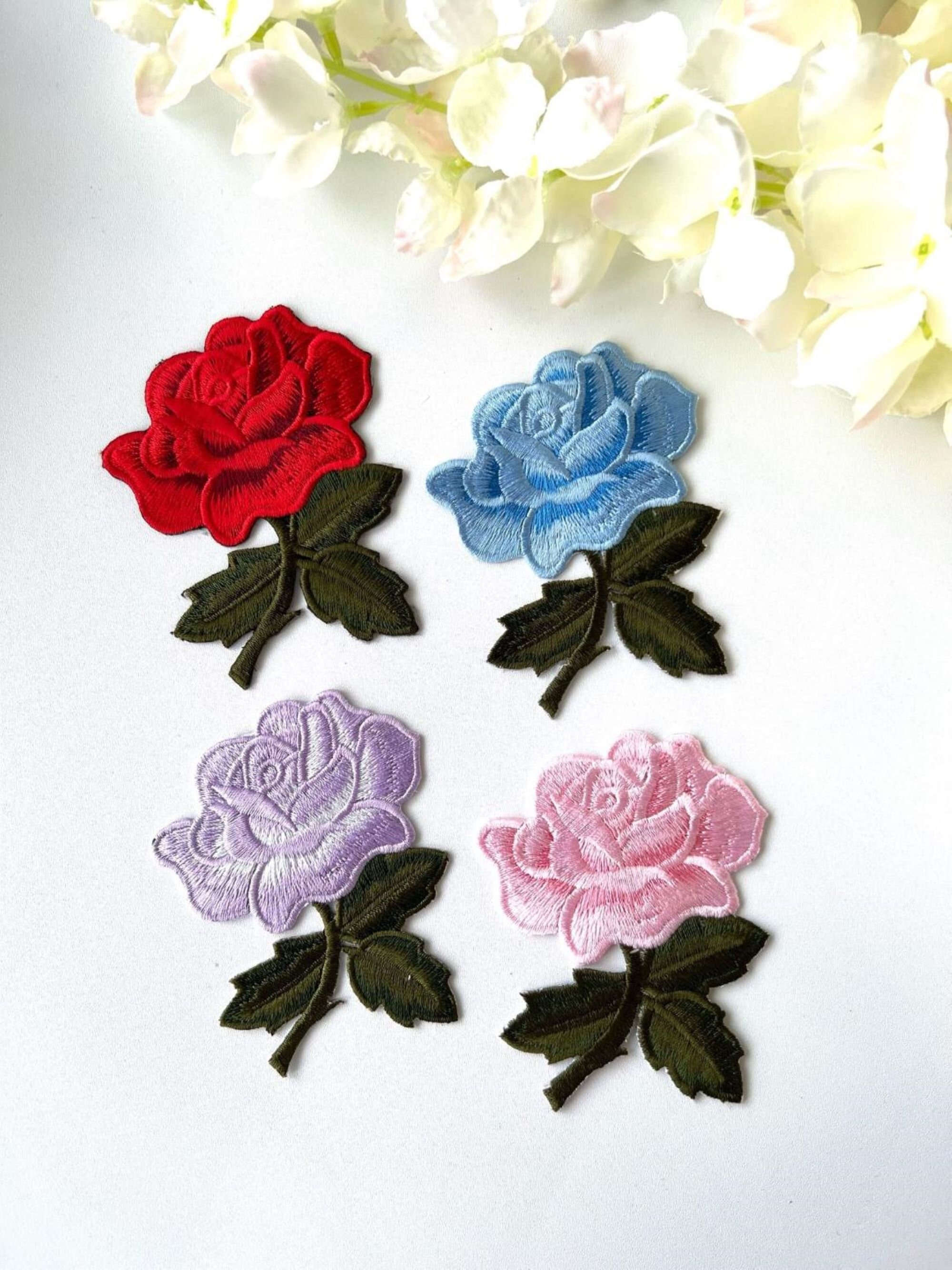 Wnvivi 2pcs Flower Patches,Blue Rose Pattern DIY Sewing  Embroidery Patch,Decorative Sew on Patches Applique for Cloth Bags Curtain  : Everything Else