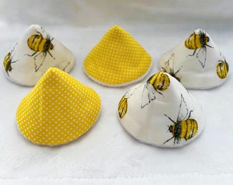 Yellow Bumble Bee Pee Guards, Diaper Cones, Tinkle Tents, Set of 5