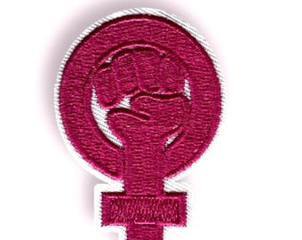 Girl Power Iron-On Patch: Feminist Symbol Embroidery (4.2cm x 6cm)