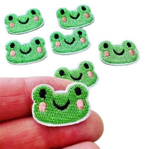 Tiny Frog Iron-on Patch, Embroidered Frog Applique, Fabric Patches, Clothes Patches