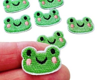 Tiny Frog Iron-on Patch, Embroidered Frog Applique, Fabric Patches, Clothes Patches