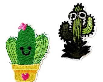 Cactus Iron-On Patch: Embroidered Succulent Applique