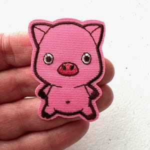 Pig Iron-on Patch, Piglet Embroidered Applique, Pig Motif, DIY Patches