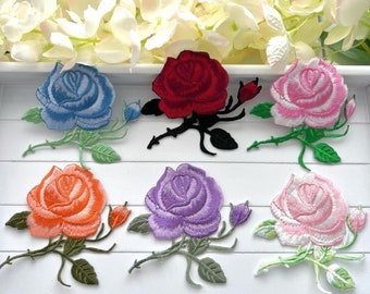 Rose Iron-on Patch, Embroidered Flower Applique, Clothes Patches, Decorative Patch