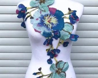 Große gestickte Blume Applikation, zum aufnähen, Stickapplikation, Blumen