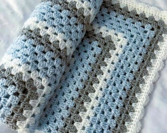 Handmade Crochet Baby Blanket: Granny Square Afghan, Soft Acrylic (28x28 inches)