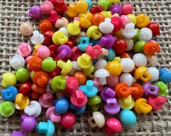 Mini Round Shank Buttons: Mixed Colours, 4mm, for Doll Clothes (50 pc)