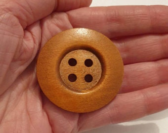 Set of 2, 50mm Natural Wood Buttons, Coat Buttons, Large Wooden Buttons, Clown Buttons