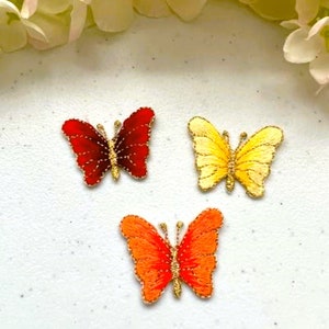 Butterfly Iron-on Patch, Embroidered Applique, Clothes Patches, Red Butterfly