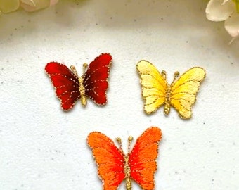 Butterfly Iron-on Patch, Embroidered Applique, Clothes Patches, Red Butterfly