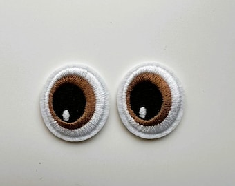 1 Pair Fabric Embroidered Brown Toy Eyes: Iron-On Craft Eyes (2.5cm)