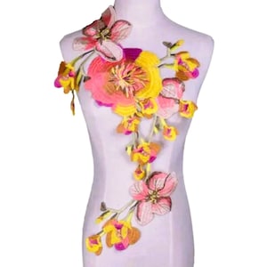 Large Embroidered Flower Applique, Sew-on Applique, Embroidery Flowers