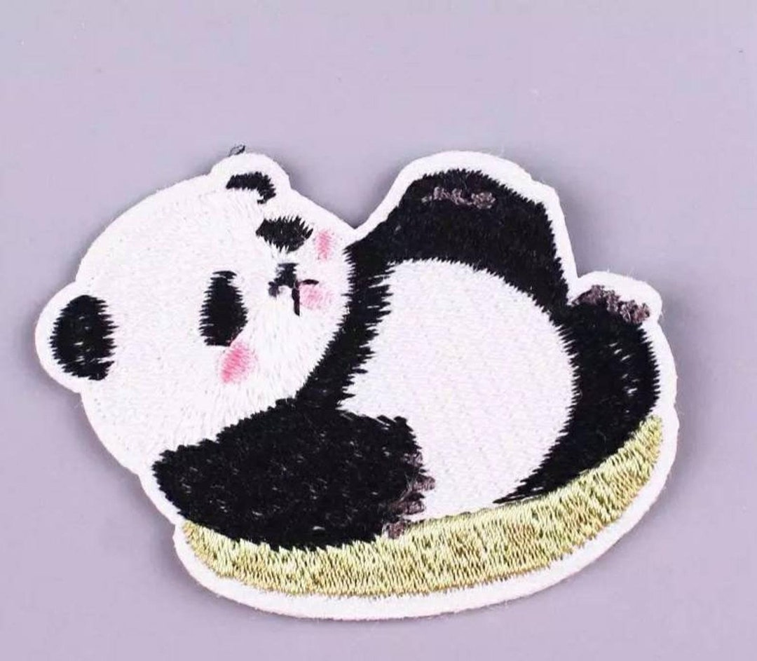 Panda Iron-on Patch, Embroidered Panda Applique, Decorative Fabric ...
